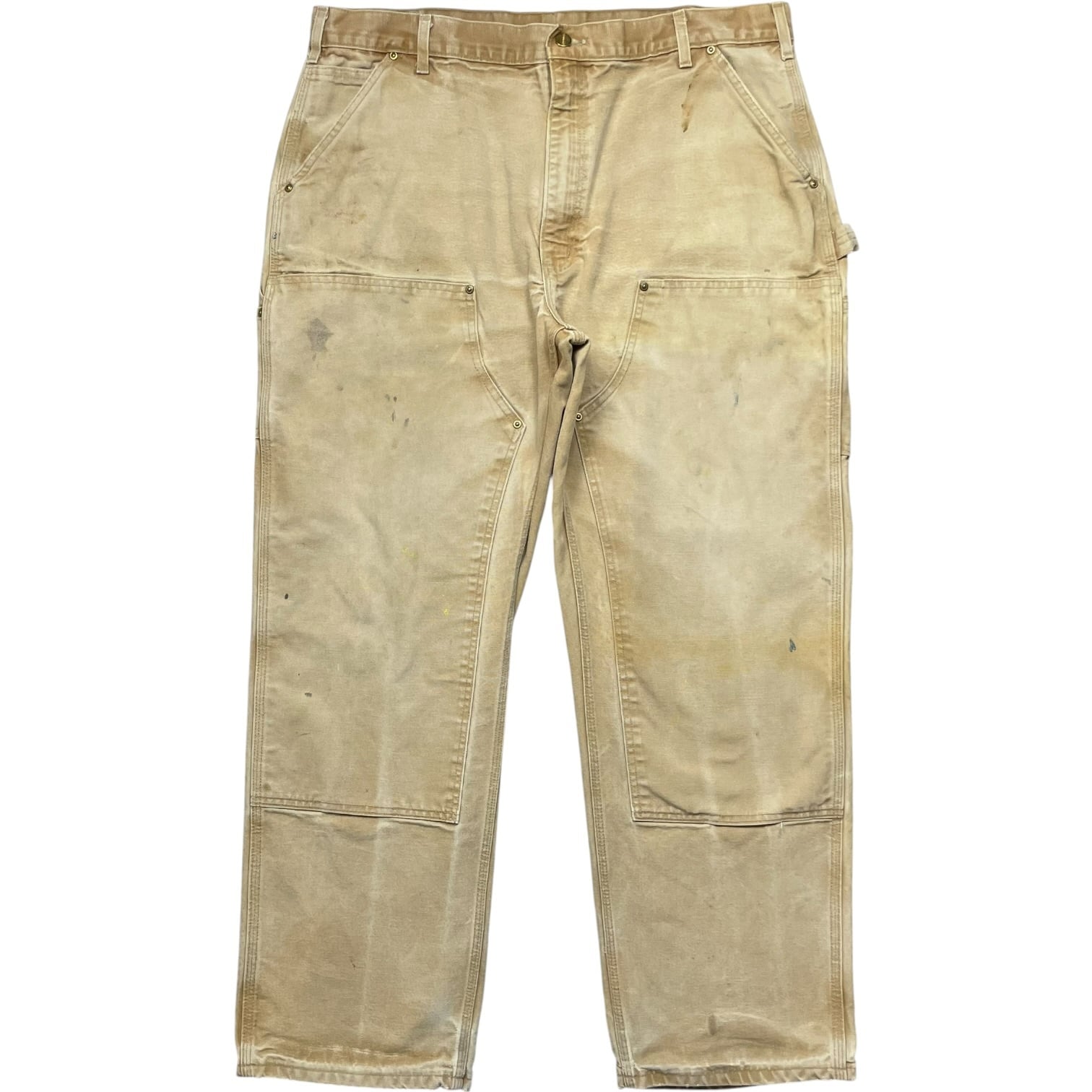 《実寸W39L30》Carhartt カーハート ダブルニー ワークパンツ ペインターパンツ ベージュ USA製no.10225
