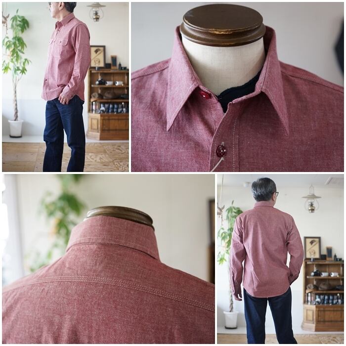 SUGARCANE シュガーケーン レッドシャンブレーシャツ シャンブレー
