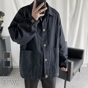 【韓国メンズファッション】ジャケット 長袖 無地 ゆったり カジュアル レトロ BW1620