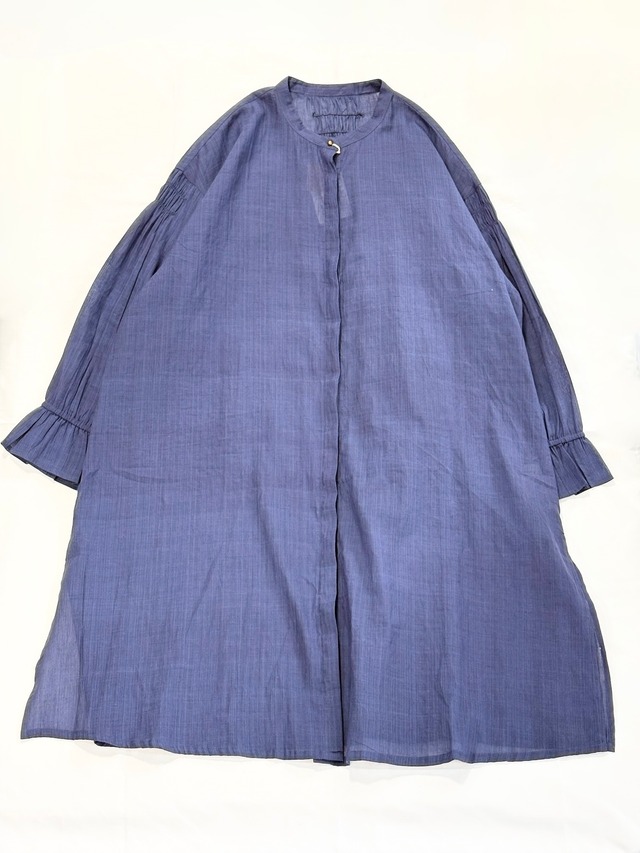 シサム工房・カディ　シャーリングロングシャツ・ライトネイビー