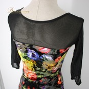 社交ダンス 衣装 スタンダード ドレス ワンピース パーティドレス YILINFEIER 黒 赤 ブラック系 レッド系 花柄 レース 派手 上品 大きく広がるスカート 伸縮性有り 洗練されたデザイン シック 誕生日 結婚式 おしゃれ フォーマル カジュアル 着用シーン 多様 おすすめ 女性用 ドレスイベント