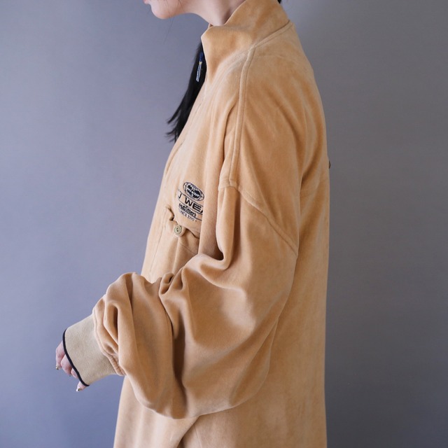 super over silhouette half-zip velours pullover