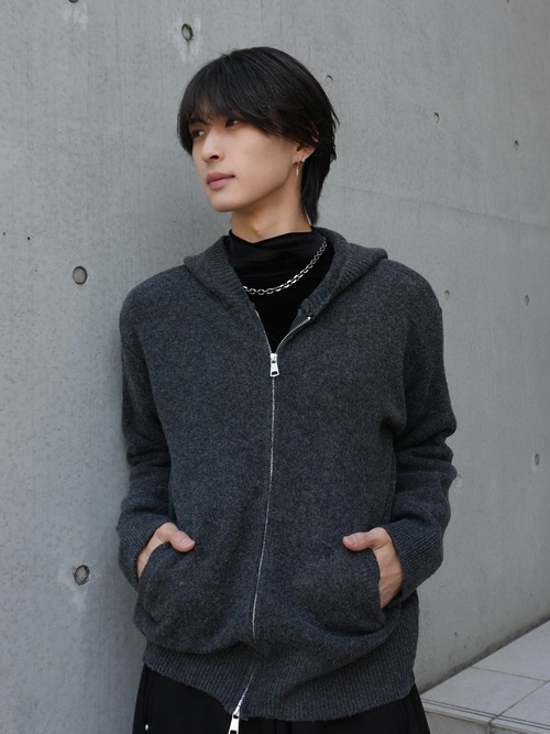 【ALUDE SELECT】double zip knit hoodie(2color)