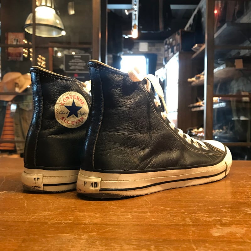 90's CONVERSE コンバース ALL STAR HI レザー 革 ブラック 黒 USA製 7 1/2 希少 ヴィンテージ | agito  vintage powered by BASE