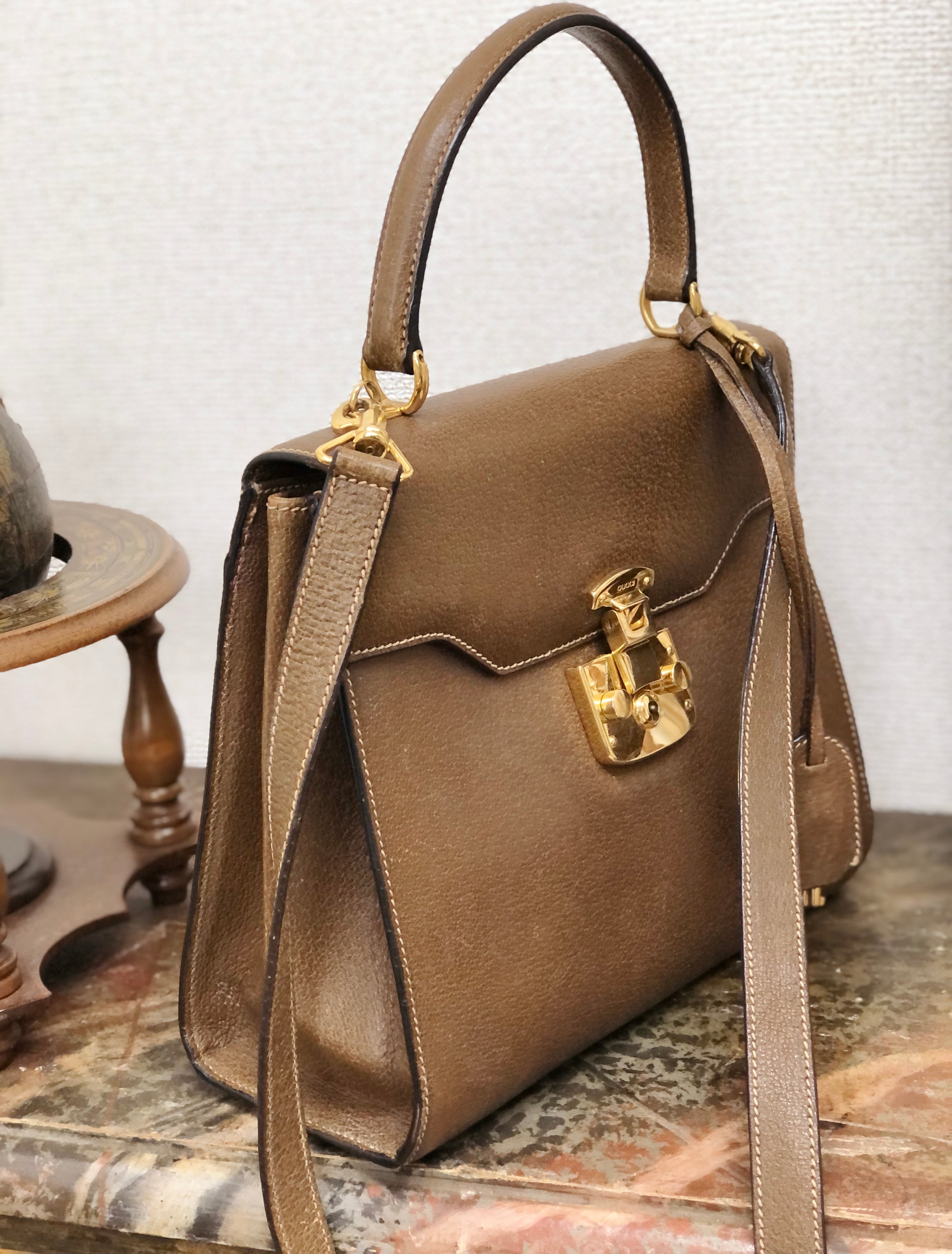 GUCCI グッチ　レディロック　2WAY　シボレザー　ハンドバッグ 　ショルダーバッグ　ブラウン　vintage　ヴィンテージ　オールドグッチ　 hr4aij | VintageShop solo powered by BASE