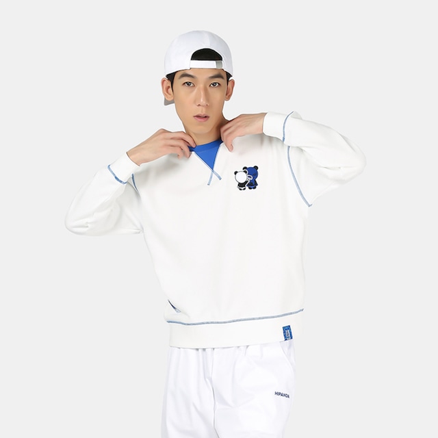 SALE 送料無料 【HIPANDA ハイパンダ】メンズ クルーネック スウェット トレーナー MEN'S CREW NECK SWEAT SHIRT / BLUE・WHITE