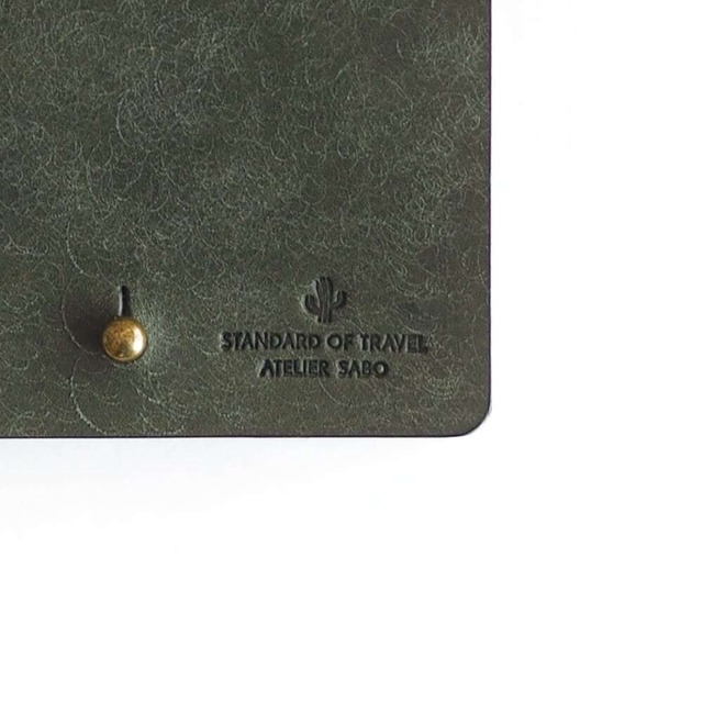 薄い 二つ折り財布 【 グリーン 】 ブランド メンズ レディース 鍵 コンパクト レザー 革 ハンドメイド 手縫い