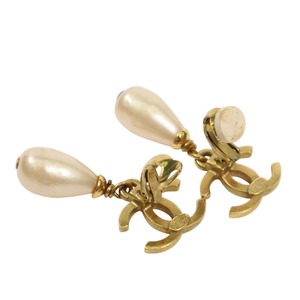 【最終処分SALE】CHANEL シャネル ココマーク フェイクパール イヤリング ゴールド A-6449