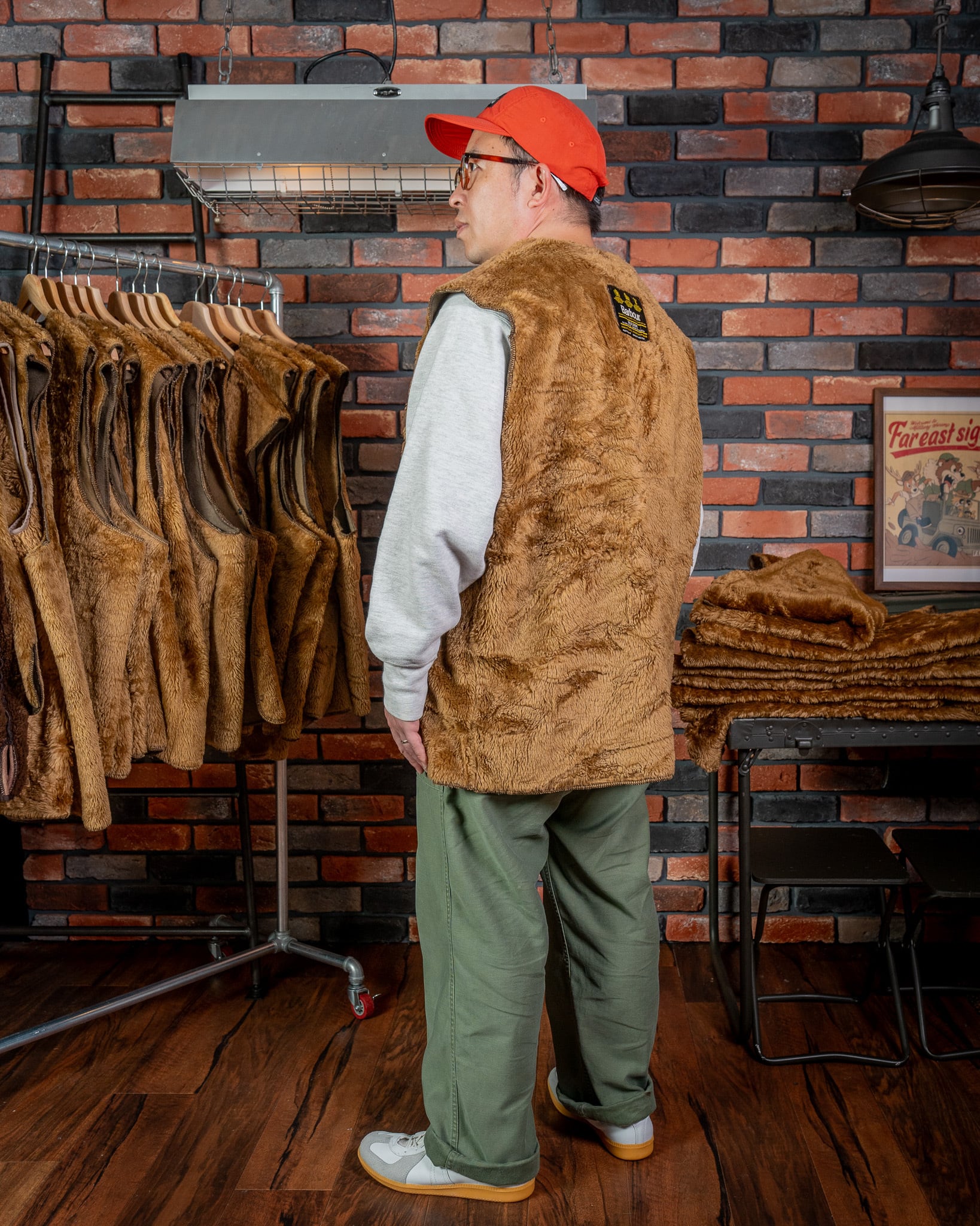 Barbour 3warrant Front Zipper Pile Linner Vest 