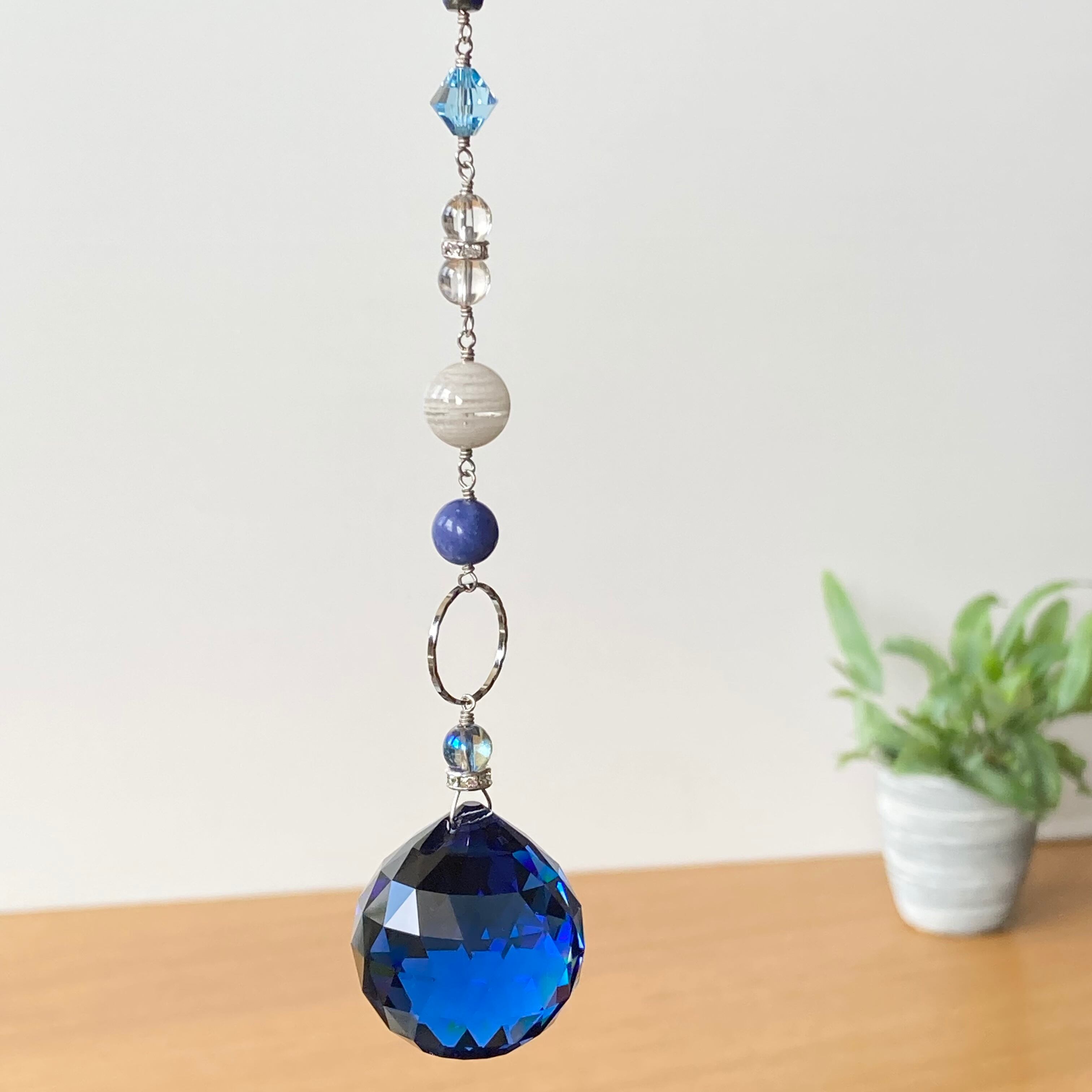 ダリアブルーABシャンデリア風❤︎スワロフスキークリスタルサン