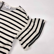 LANVIN en Bleu ランバンオンブルー ボーダー デザイン 半袖シャツ カットソー 38/ホワイト×ブラック レディース