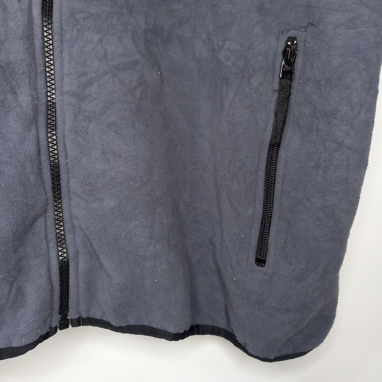 90s　アメリカ製　ヘリーハンセン　フリースベスト　ボーダー　刺繍　グレー　XXL