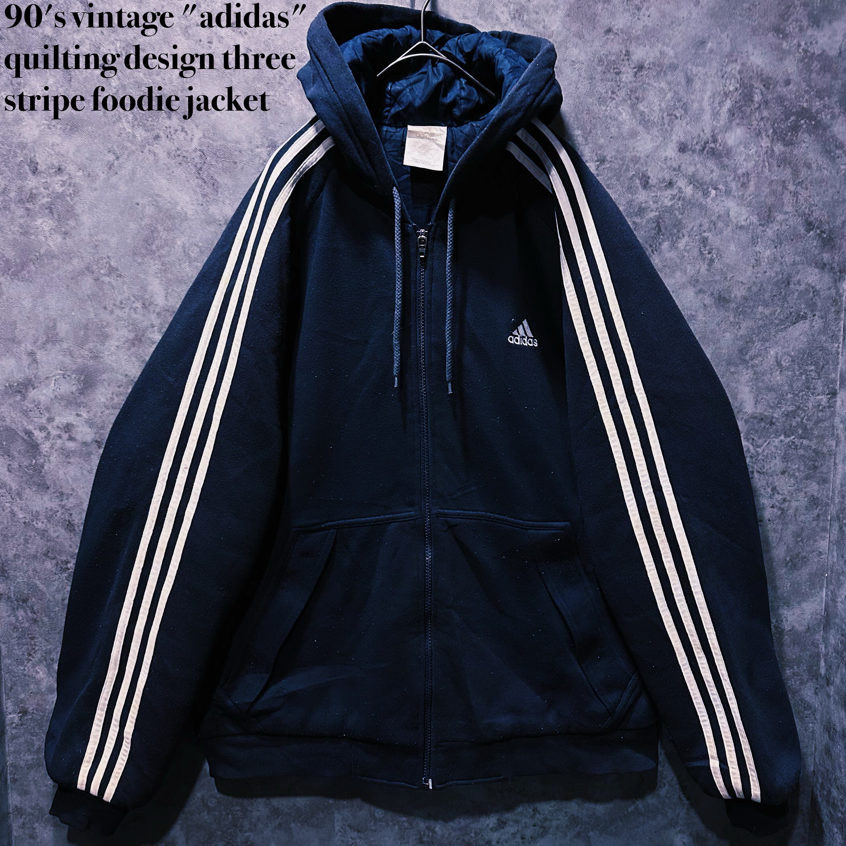【doppio】90's vintage "adidas" quilting design three stripe foodie jacket
