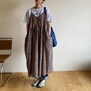 multicolor flower gather onepiece　k-0173