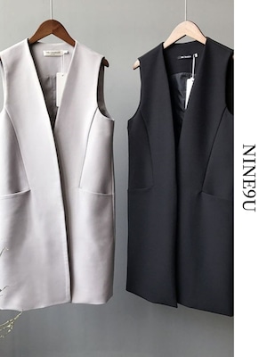 chic long vest gilet 2color【NINE7746】