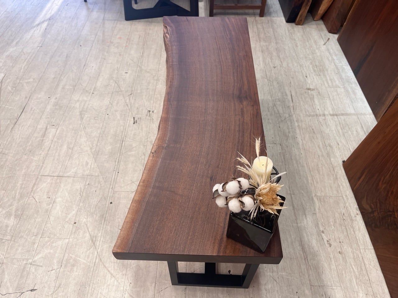 ウォールナット_1200×430-340-415×53_浅草本店_テーブル天板/一枚板