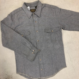 1990'S EDDIE BAUER SOLID GRAY FLANNEL SHIRT XL-TALL