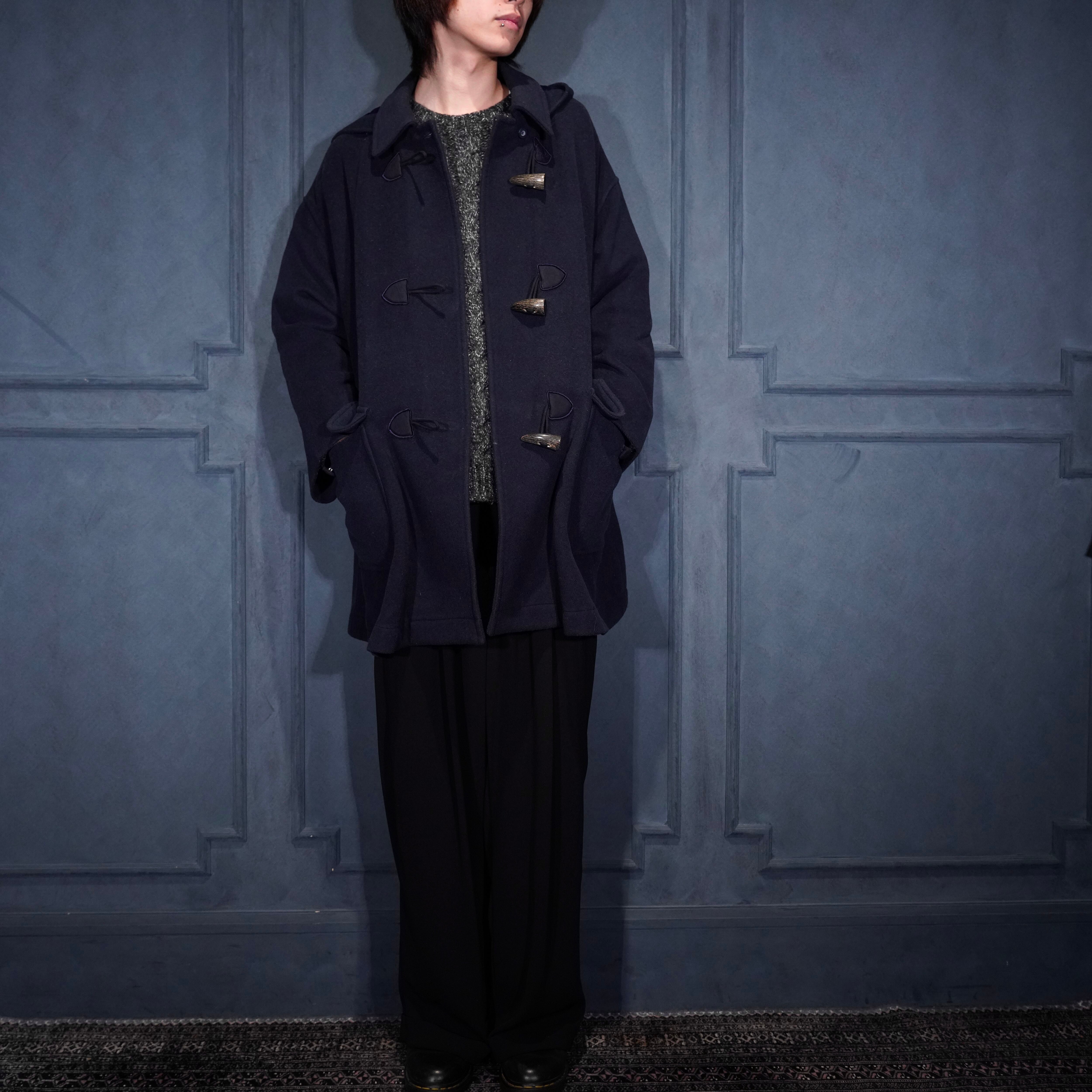 Dior ダッフルジャケット フード付き ブラック S Christian Dior HOODIE DESIGN WOOL DUFFLE COAT/クリスチャン