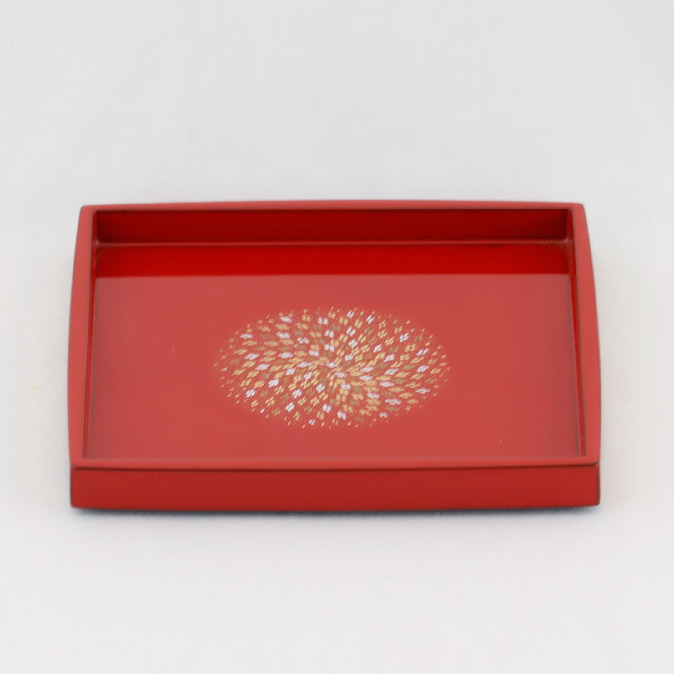 1509 輪島塗 銘々皿／隅立胴張形形／朱塗／小華沈金／五枚組 | 輪島塗