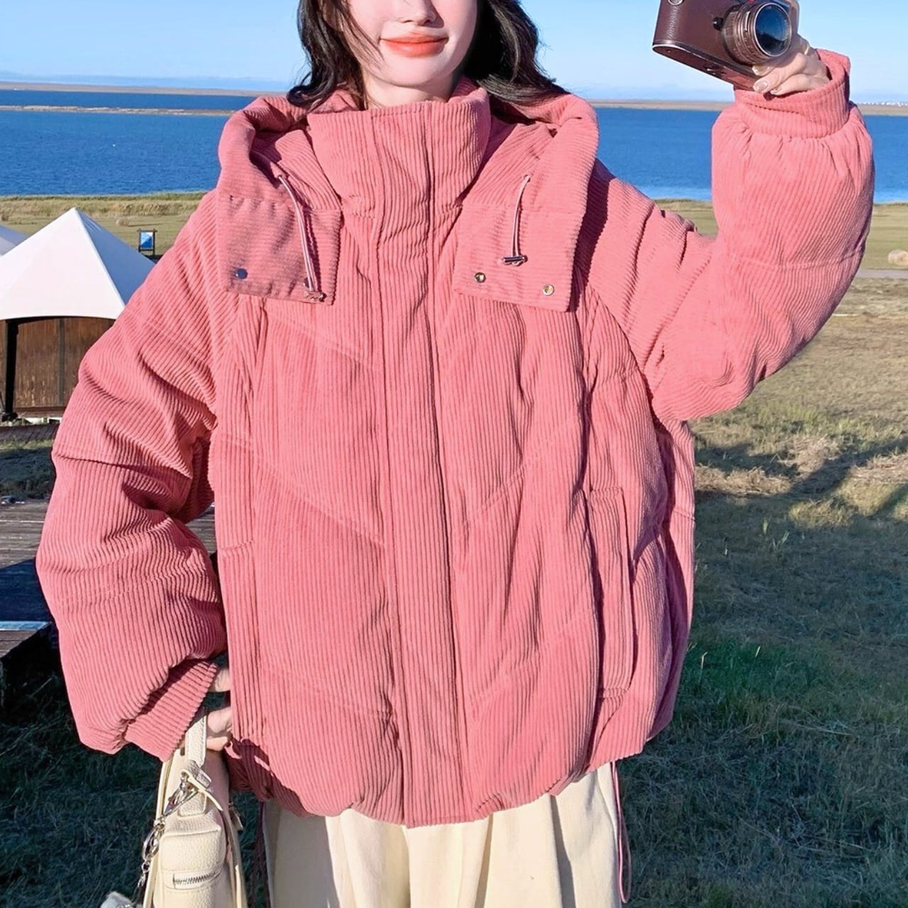 ピンキーコーデュロイダウンコート R01462