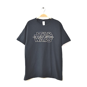 スターウォーズ エピソード7 フォースの覚醒 ロゴプリント クルーネック Tシャツ メンズL ブラック STAR WARS 古着 @BB0328