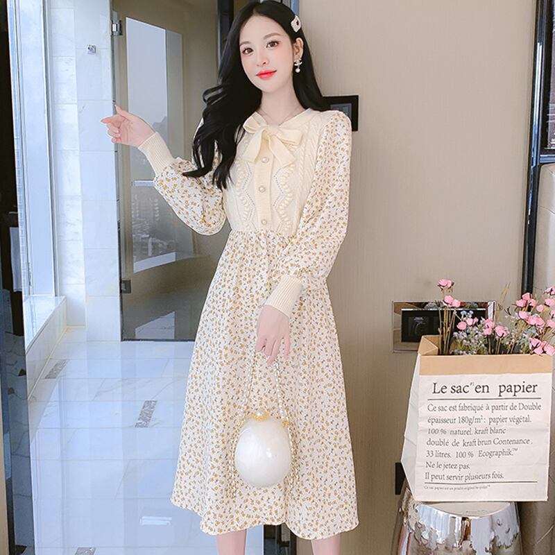 M´S GRACY 大人可愛い♪ パブスリーブ ツイードお刺繍ワンピース  