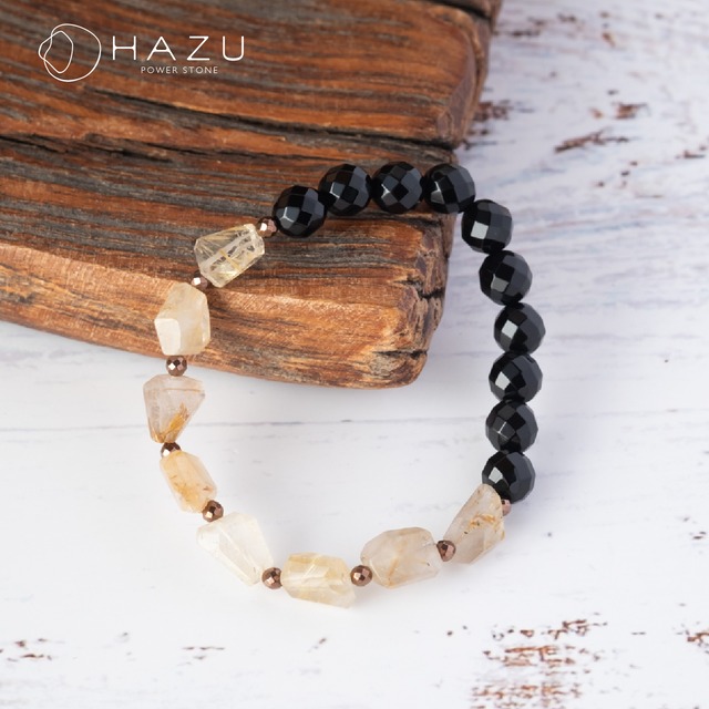 幸運と財を呼ぶ魔除けブレス［ルチルクォーツ／オニキス／ヘマタイト］