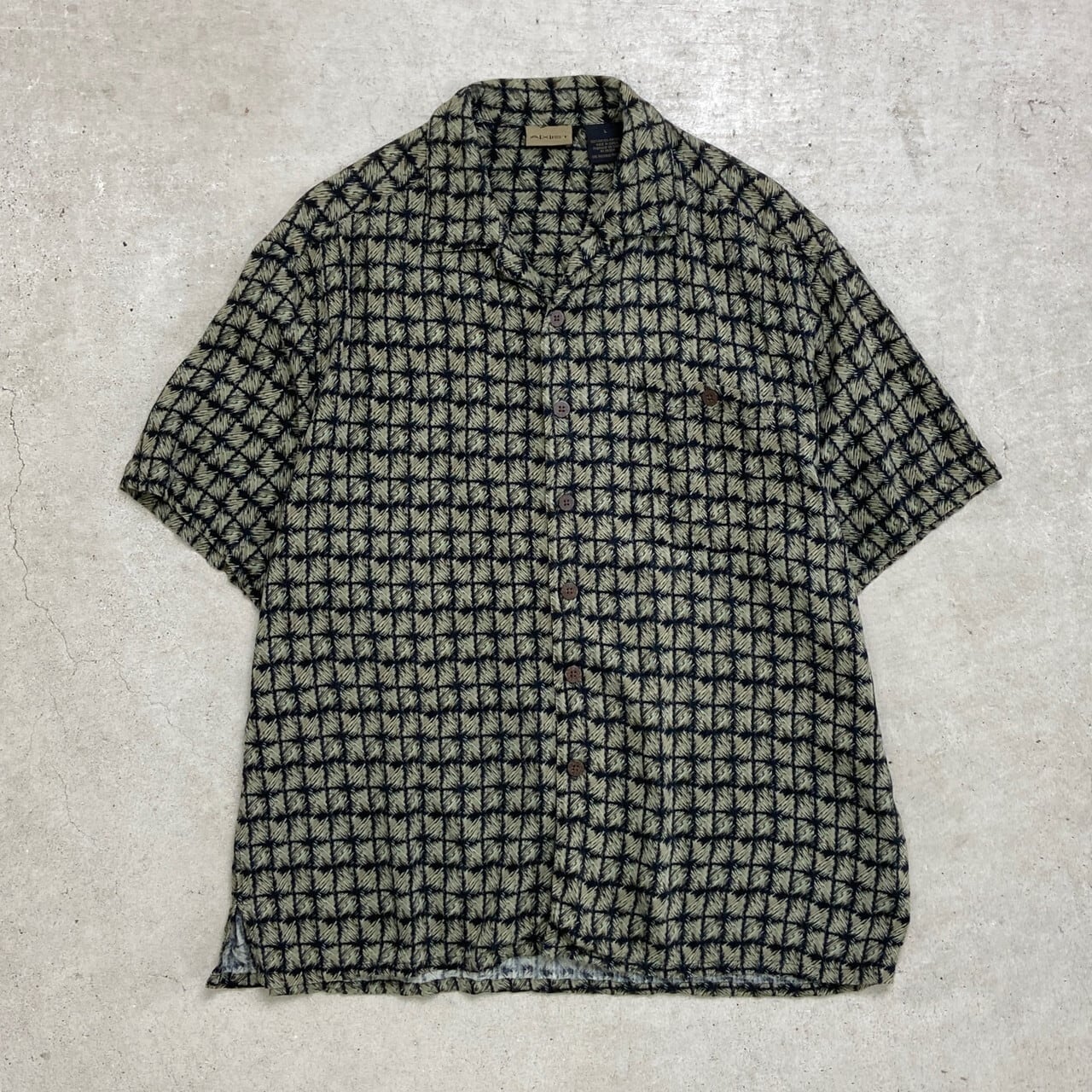 AXIST 半袖総柄シャツ レーヨン オープンカラー メンズL 古着 AXIST 半袖総柄シャツ レーヨン オープンカラー メンズL 古着