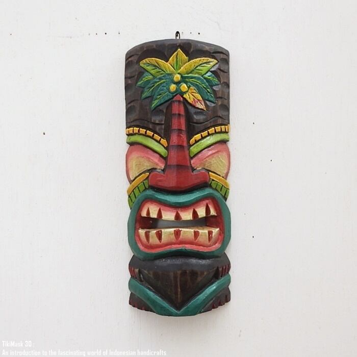 カラフルなティキ面30 M ティキマスク 木彫り お面 壁掛けインテリア ハワイアン雑貨 ハワイ 雑貨 ポリネシア 守り神 Tiki アンティーク 彫刻アート 飾り 壁飾り アート ウッド ウォールデコレーション オブジェ アジアン雑貨 バリ雑貨 バリ島 インテリア雑貨 南国インテリア