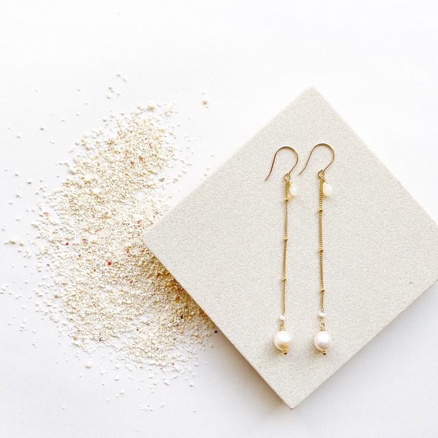 Akoya pearl long earrings