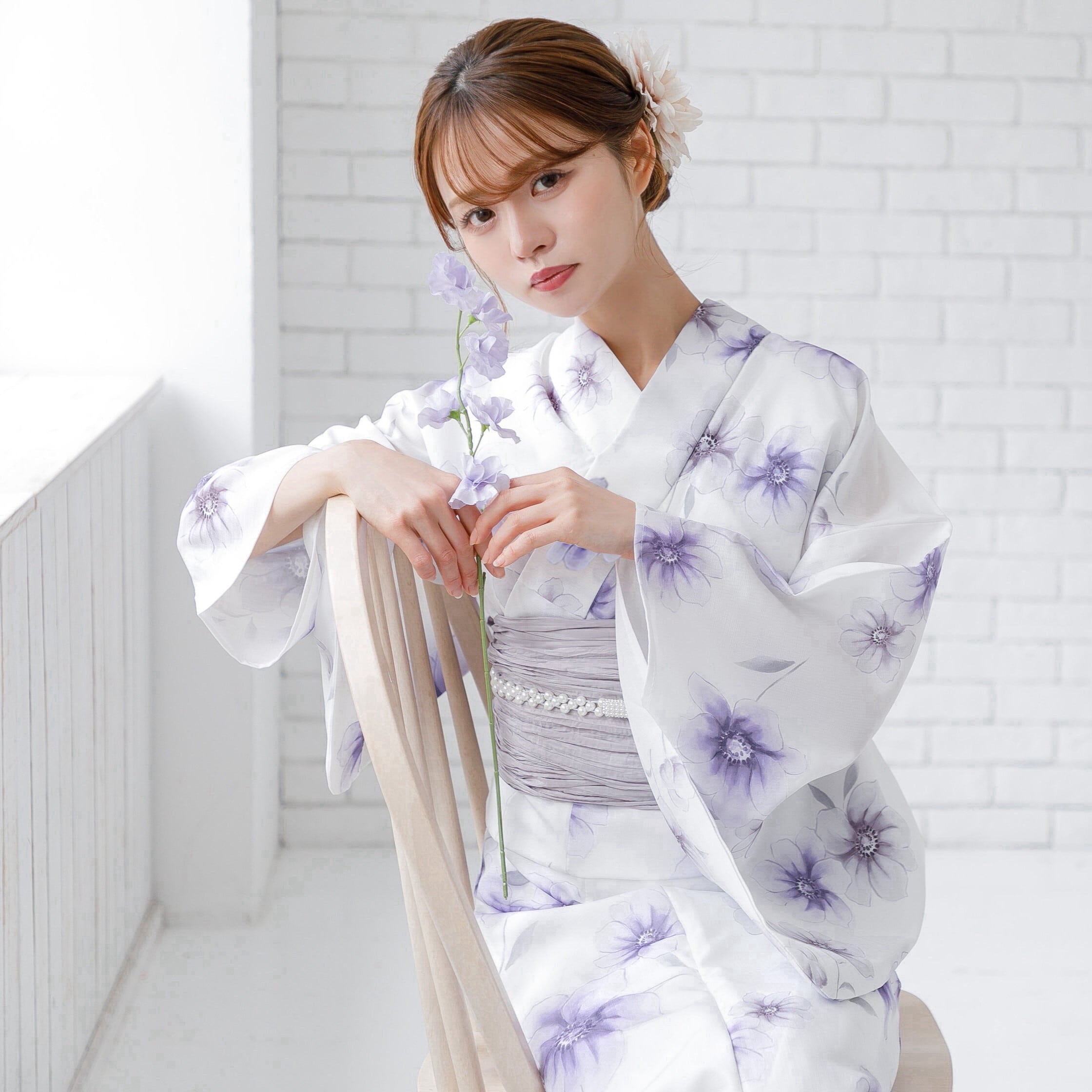 新品 浴衣 セット 浴衣セット ゆかた 大人 レディース 紫 白 花 Y4-29 SOUBIEN（創美苑） 浴衣 レディース セット レトロ 浴衣セット 大人 3