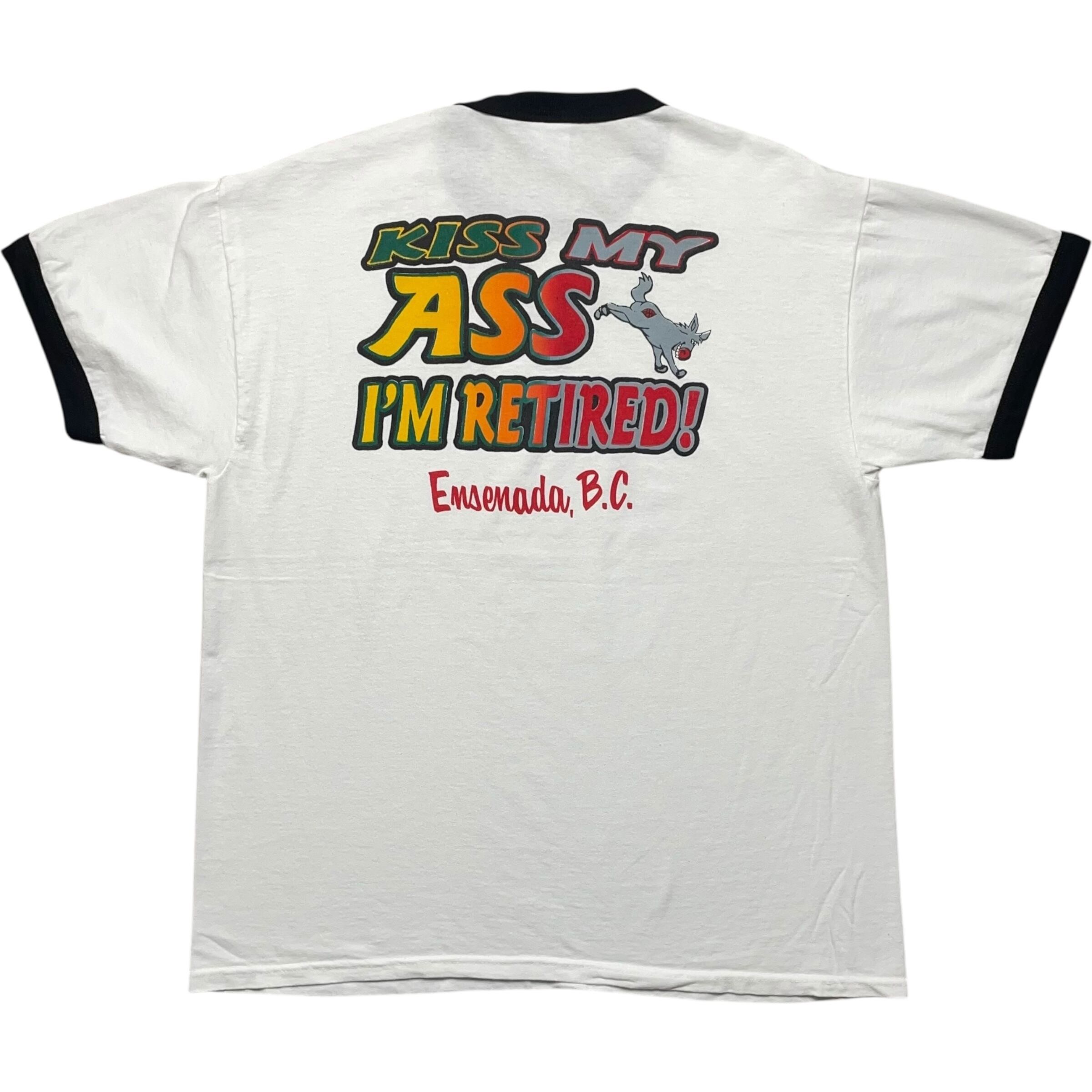 《L》GILDAN ギルダン リンガーTシャツ メッセージ メキシコ バハ・カリフォルニア州 エンセナーダ両面プリント no.8402