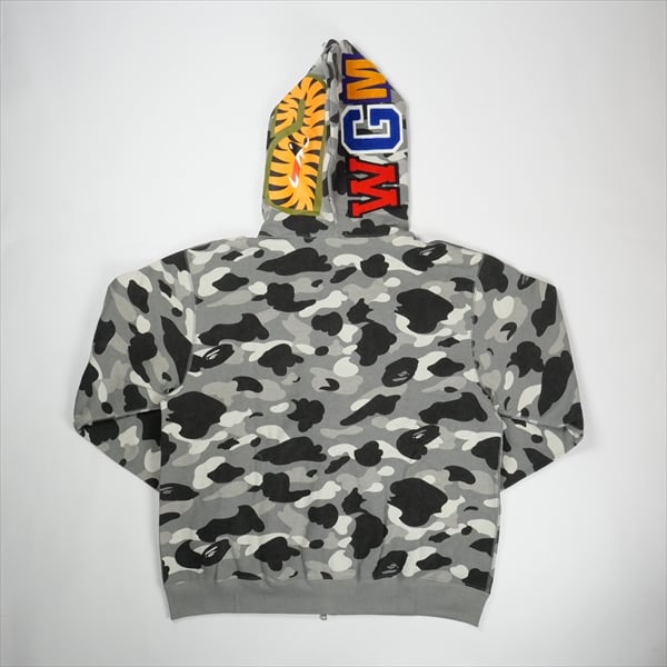 A Bathing Ape 迷彩柄 シャークフード パーカー グレー L A BATHING APE BAPE シャークパーカー 迷彩柄 グレー系｜Yahoo!フリマ