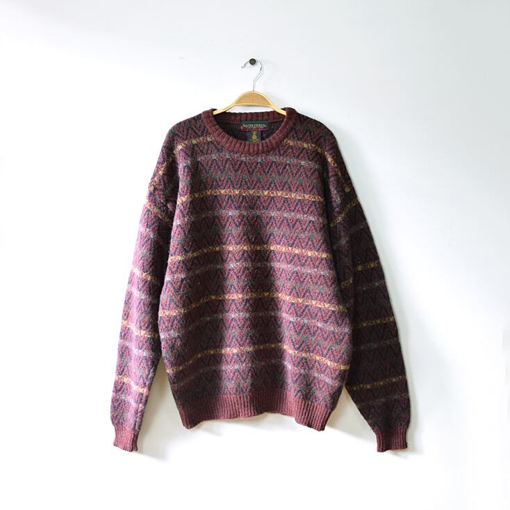 90S SADDLEBRED シェットランドウールニット フェアアイル セーター メンズXL ヴィンテージ 古着 @CH0896