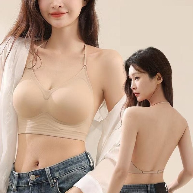 【下着】小さいサイズ ブラジャー シンプル おしゃれ ノンワイヤー バックレス ブラトップ 見せブラ ドレスブラ 小胸 貧乳ドレスインナー  チューブブラ ブラジャー レース ラウンジウェア ブラック 黒 ヌード シャンパン S Ｍ L XL