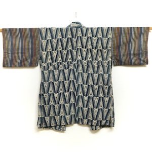 1855 半襦袢 型染め 藍染 木綿 古布 アンティーク着物 ヴィンテージ 古布 昭和レトロ リメイク素材