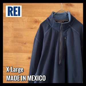 【REI】ハーフジップ フリースジャケット プルオーバー  指穴 胸ポケ XL ビッグシルエット US古着