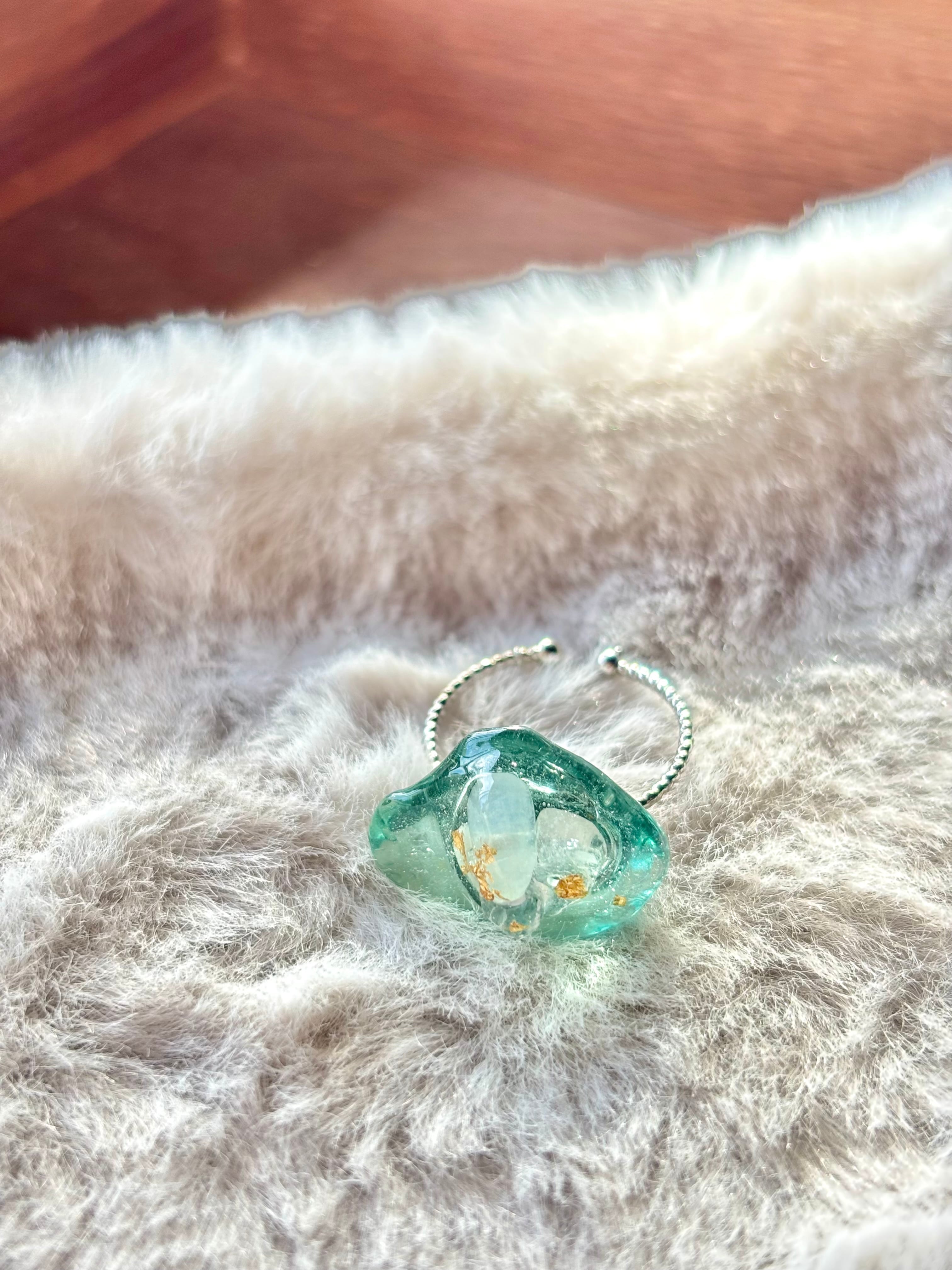 リング*氷見シーグラスと天然石