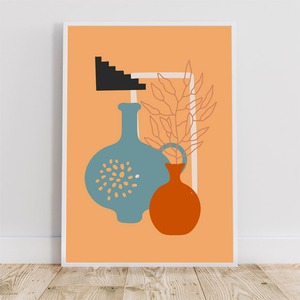 アブストラクトアート / アートポスター インテリア 2L〜 植物 花瓶 壺 vase ミニマル テラコッタ 形