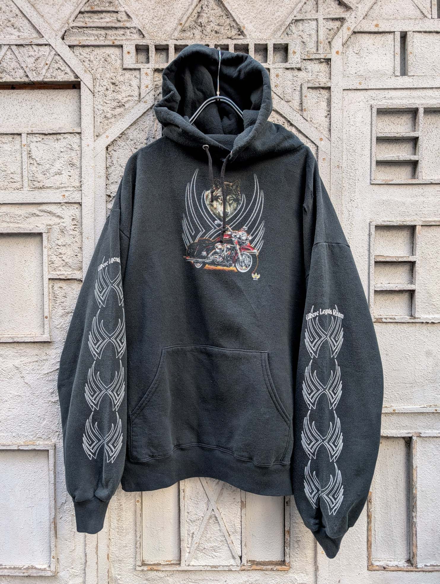 "WOLF & BIKE" print hoodie
