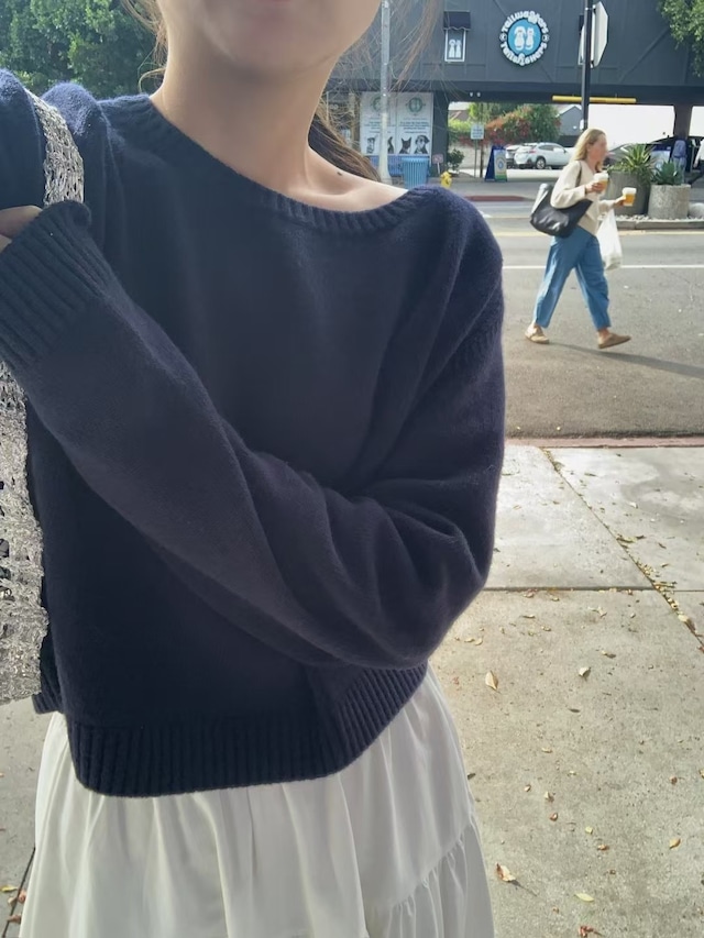 (予約) LITER / Siro saddle cashmere crop knit 3color