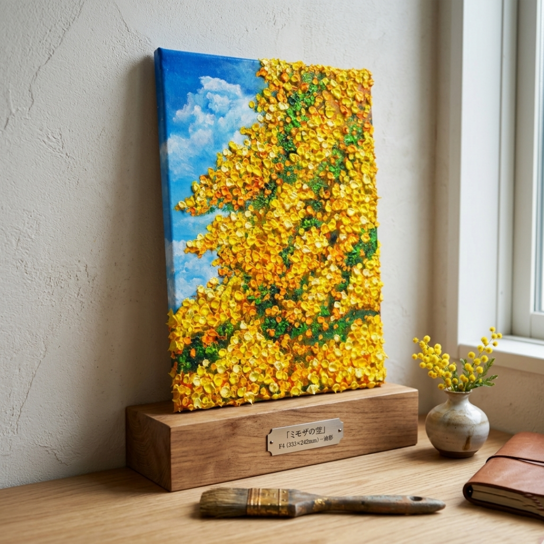 油絵　花　額装 油絵4号 黄色い花 額装・外箱付 【公式通販】