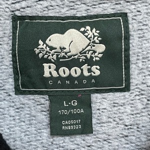 【ROOTS CANADA】UTAH PARK CITY ユタ州 パークシティ ブランドロゴ アップリケ スウェット トレーナー プルオーバー L 黒ボディUS古着