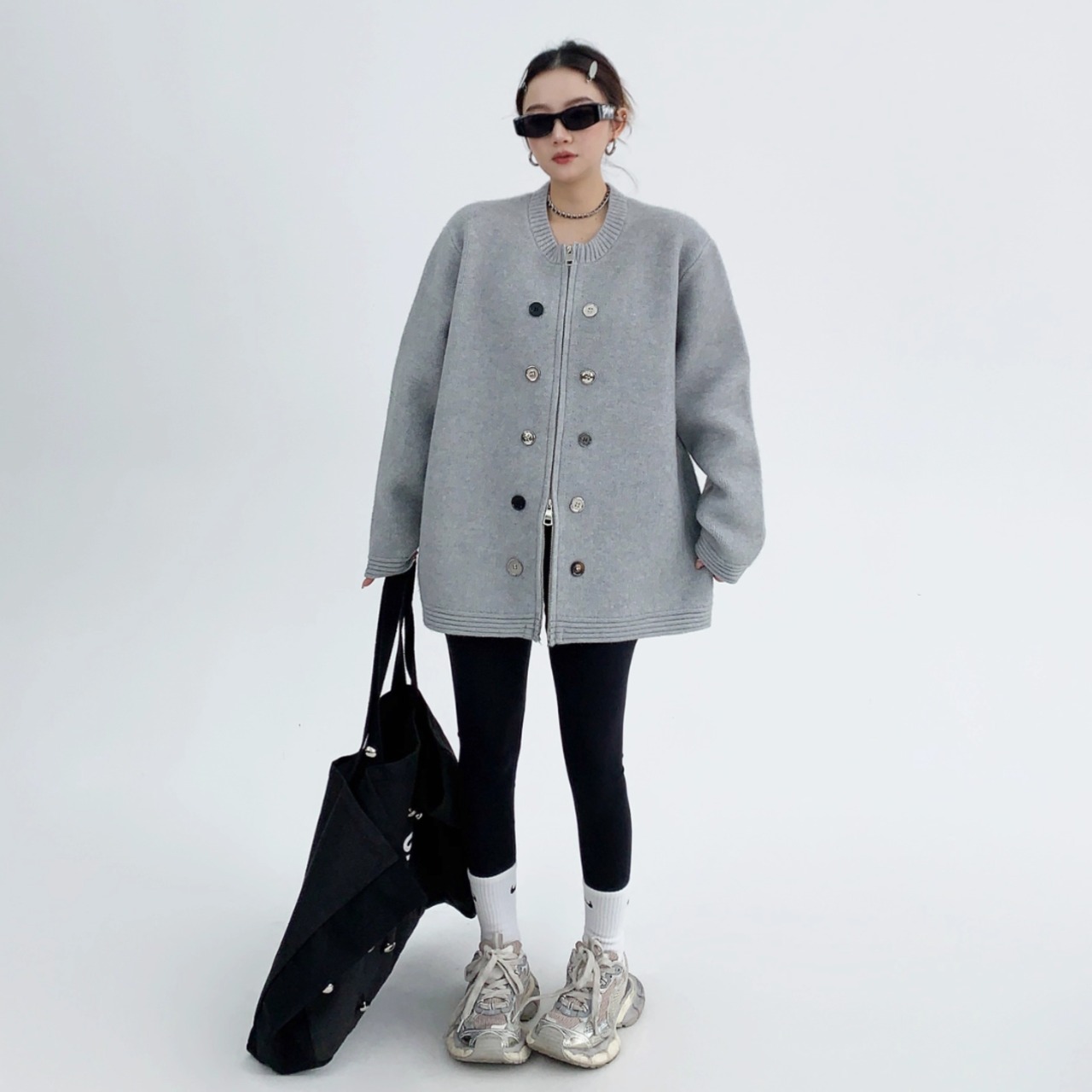Zip-up sweater coat (ME172)