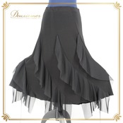 【美品 社交ダンス衣装】スカート レッスンウェア 練習着 黒 ブラック かわいい 可愛い 上品 シンプル 無地 シック 透け感