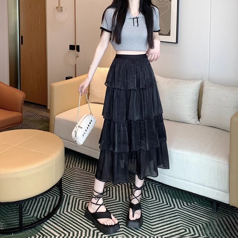 新品定価48万円タグ付き イタリア製シルクシフォンティアードフリル  