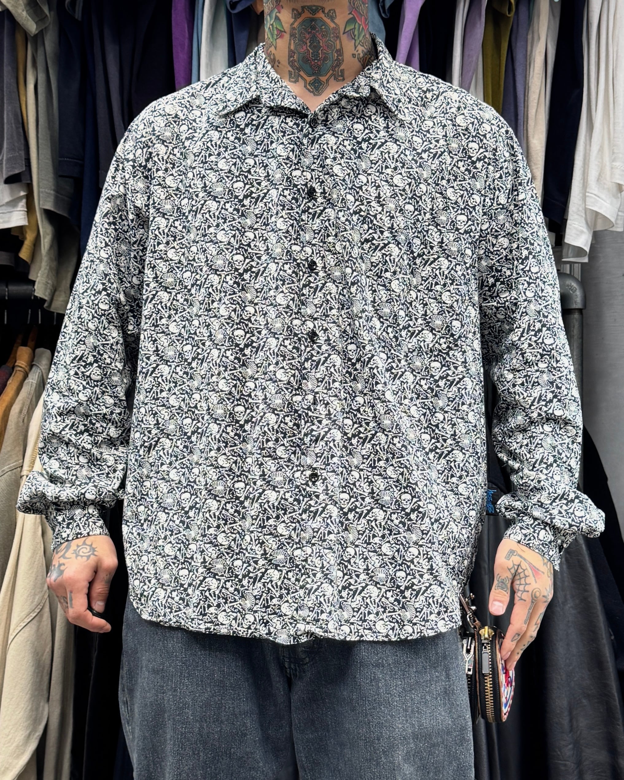 00's old stussy Design Open Collar Shirt “25 Anniversary” “CHANGO