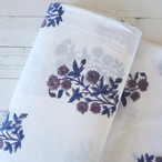 ブロックプリント生地【50cm単位】インド綿 花柄 白×青 #12011-BL2
