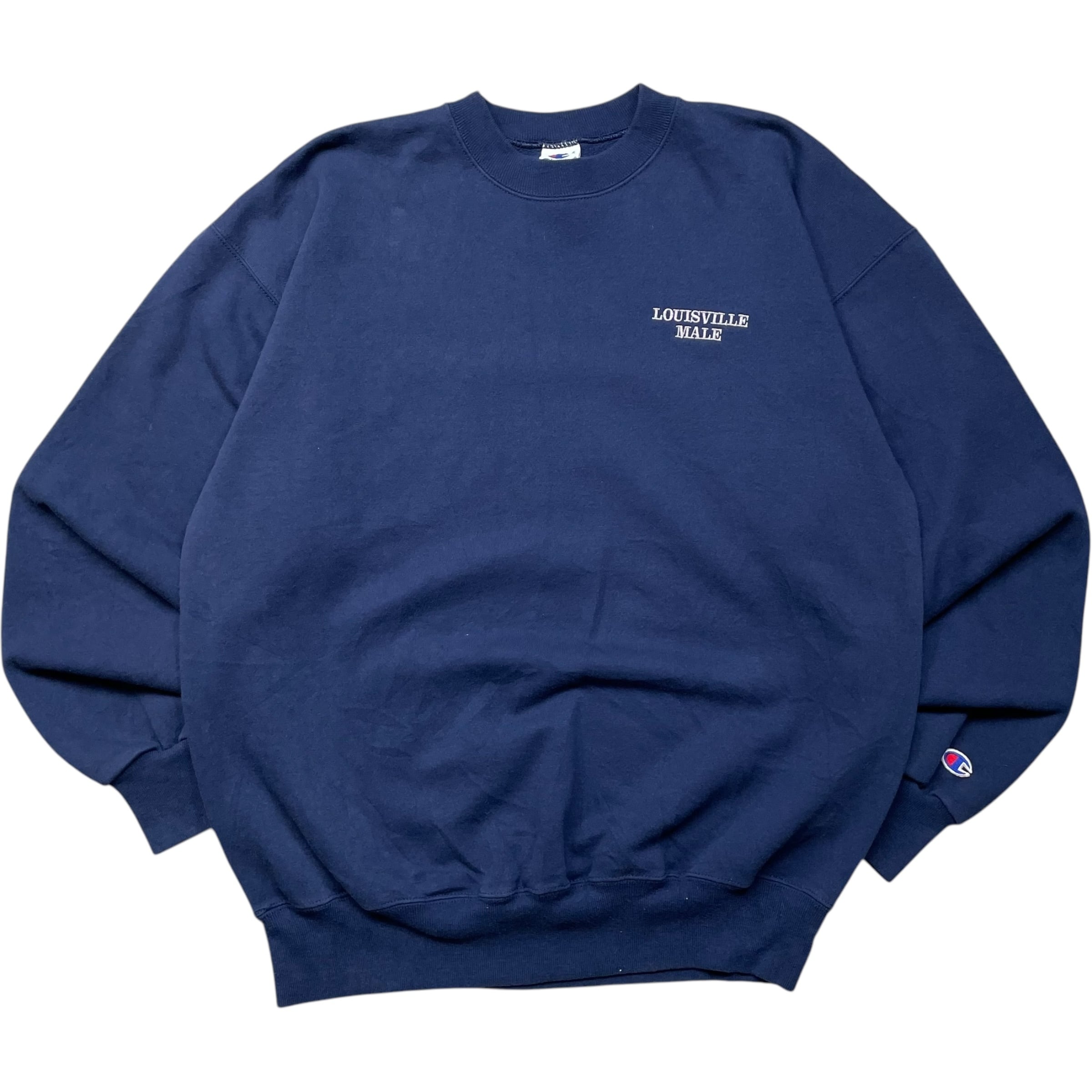 《L》 champion チャンピオン スウェット ルイビルマルハイスクール 刺繍 ワンポイント ネイビー 90年代 vintage no.5545
