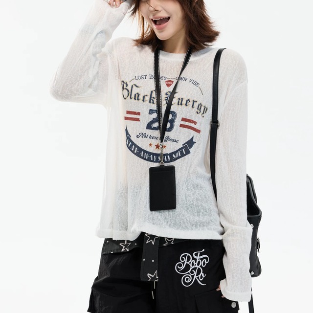 american graphic sheer long tee　アメリカングラフィックシアーロングティー　J2164
